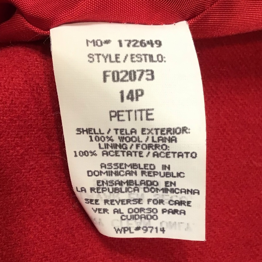 Sag Harbor Womens Wool Blazer Size 14P Single Breasted Shoulder Pads Red Jacket - Picture 12 of 15